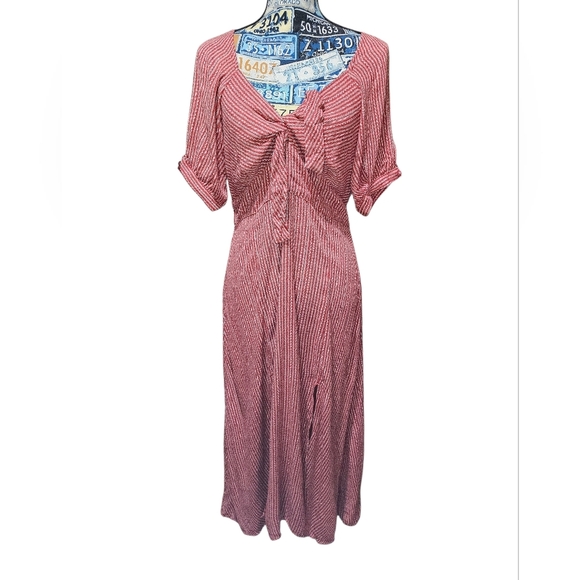Hayden Los Angeles Dresses & Skirts - Hayden LA Rust Red Cream Striped Boho Short Sleeve Maxi Dress Large